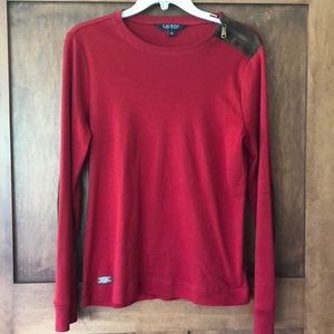 Red long sleeve Ralph Lauren tee L